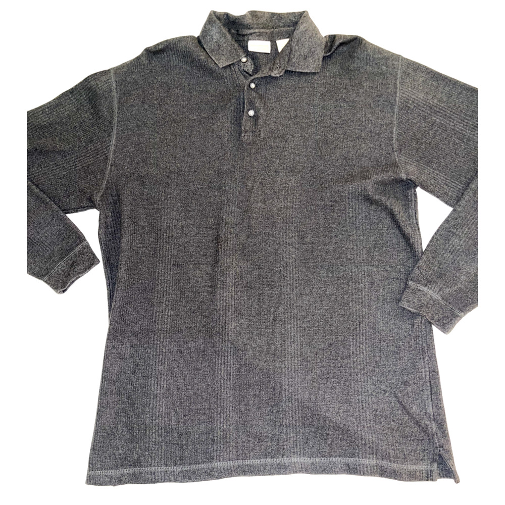 FieldMaster Sweater LT Gray Henley Long Sleeve 1/4 Button Mens LARGE TALL